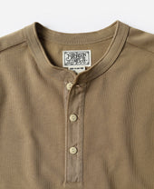 Vintage Long Sleeve Henley Shirt - Khaki