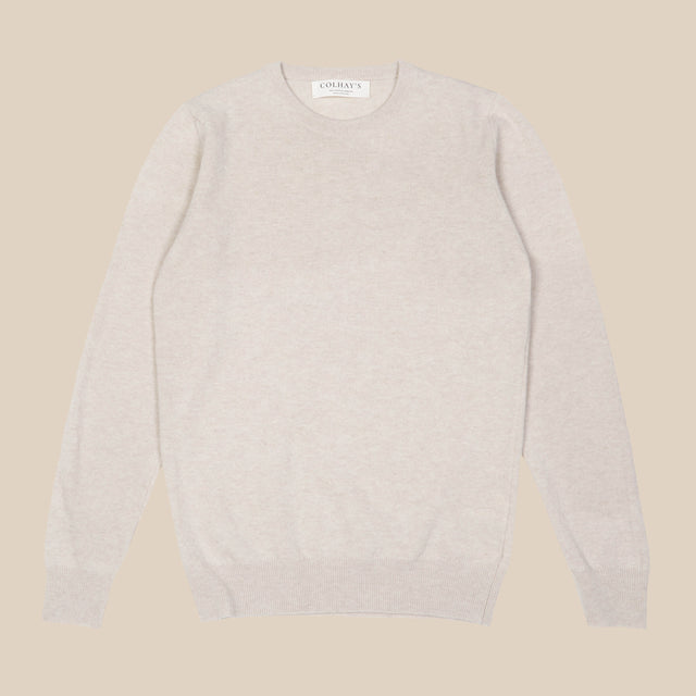 Superfine lambswool crew neck in oatmeal