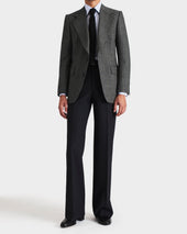 Veste Droite En Serg De Laine Et Mohair 2 Ply Chevrons Noir Et Gris