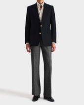 Veste Droite En Flanelle De Laine Bleu Marine
