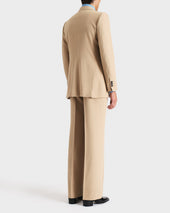 Costume Droit En Gabardine De Laine Beige