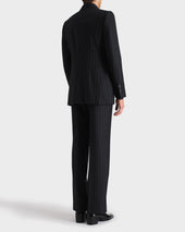 Costume Droit En Serg De Laine Peign E Anthracite Rayures Grises