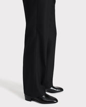 Pantalon Droit En Serg De Laine Peign E Noir