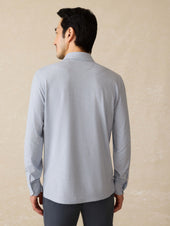Long-Sleeve Movement™ Polo - Sea Shadow Stripe