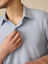 Long-Sleeve Movement™ Polo - Sea Shadow Stripe