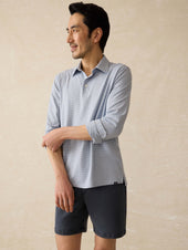 Long-Sleeve Movement™ Polo - Sea Shadow Stripe