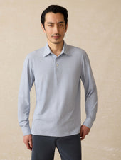 Long-Sleeve Movement™ Polo - Sea Shadow Stripe