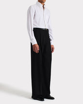 Chemise Col Large Boutonn En Pinpoint De Coton Blanche