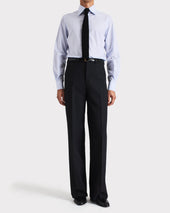 Chemise Col Large En Popeline De Coton Bleu Clair Rayures