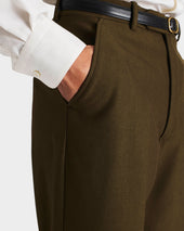 Pantalon Large En Serg De Poly Wool Et Viscose Kaki