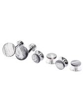 Black And Grey Buffalo Horn Cufflink And Stud Set