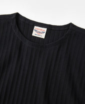 1950s Ribbed Cotton-Spandex Blend T-Shirt - Black