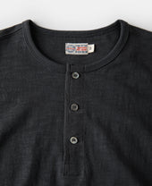 Loopwheel Tubular Henley T-Shirt - Black