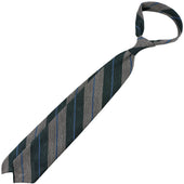 Striped Fina Grenadine Silk Linen Tie Forest Grey
