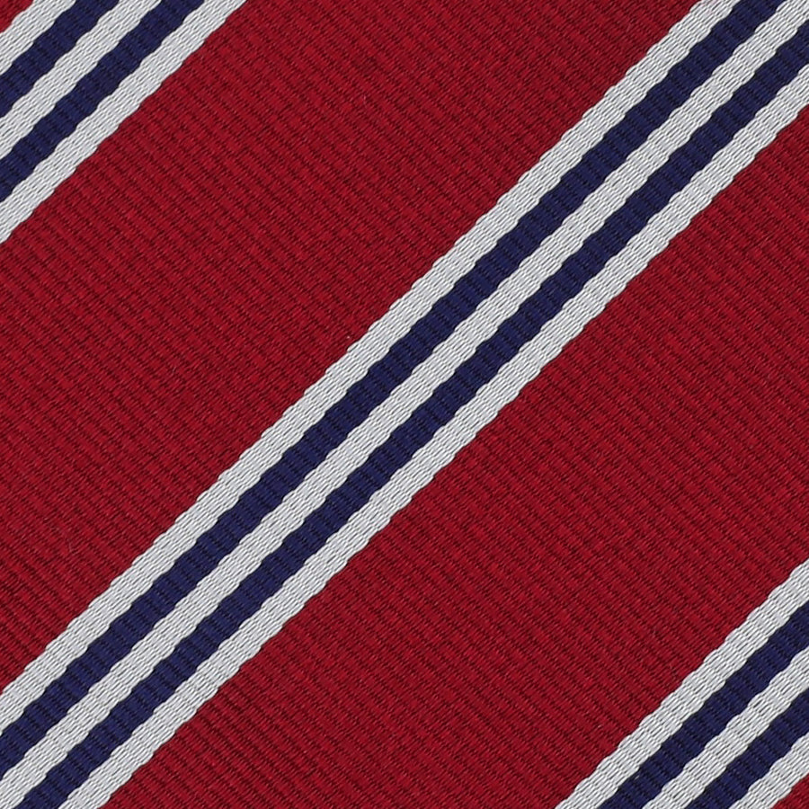 Bespoke Repp Stripe Silk Tie Cherry White