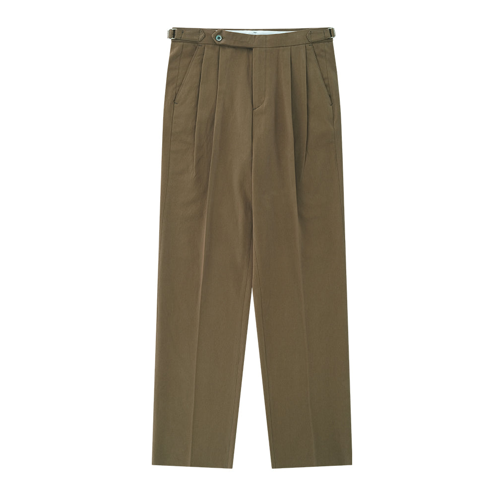 Cotton Peach Finish 2pleats Relaxed Chino