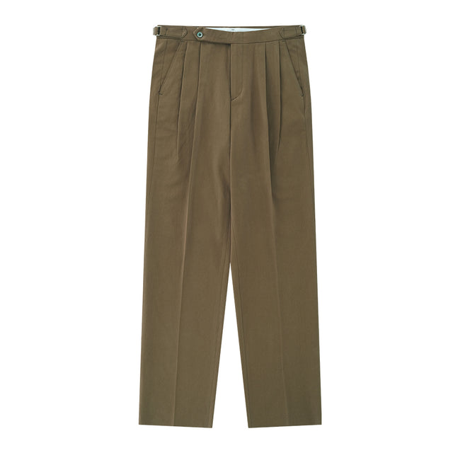 Cotton peach finish 2Pleats relaxed Chino (Beige)