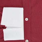 Dark Red Pin Check Shirt With Contrast T A Collar And Cuffs