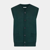 Petrol Fine Merino V Neck Sleeveless Cardigan