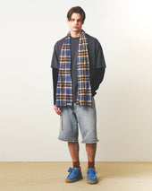 Pattern Scarf Beige Blue Check