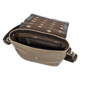 Bandolera Crossbody Bag Leather And Sand Canvas