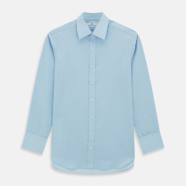 Light Blue Sea Island Quality Cotton Shirt with T&A Collar and 3-Button Cuffs