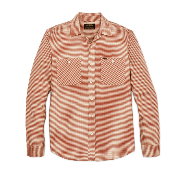 The Rangeland Flannel Shirt - Salmon / Oat Houndstooth