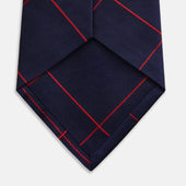 Red And Navy Window Pane Silk Tie