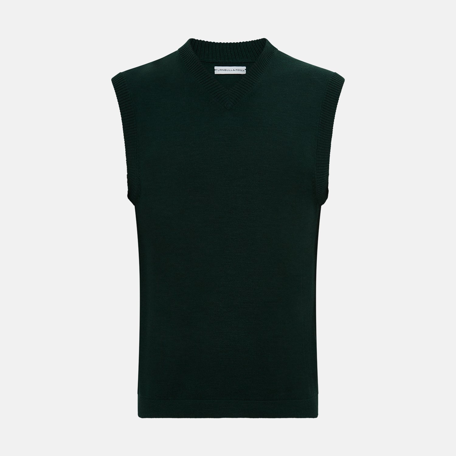 Green Fine Merino V Neck Vest