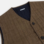 Pine Cone Quilted Linen Herringbone Waistcoat