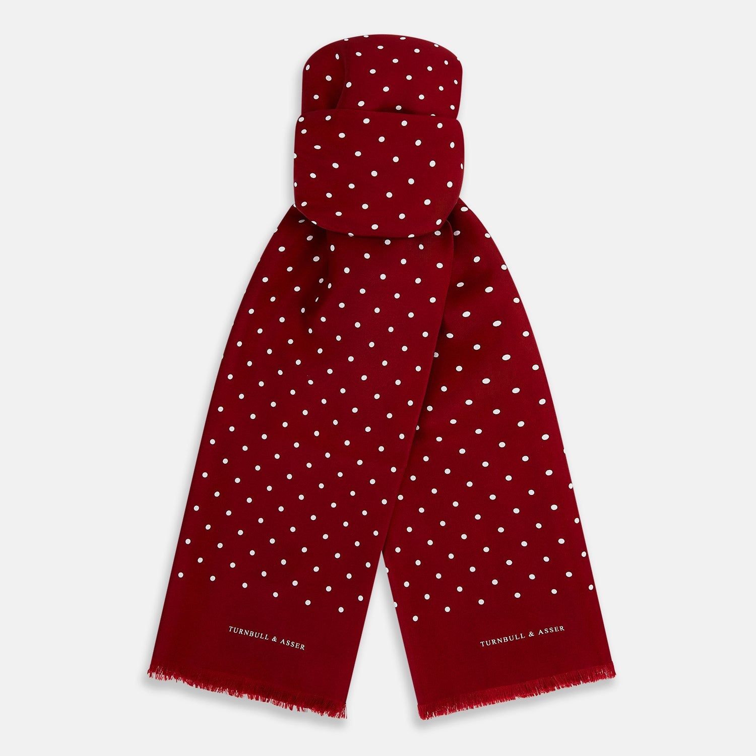 And White Spotted Silk Scarf