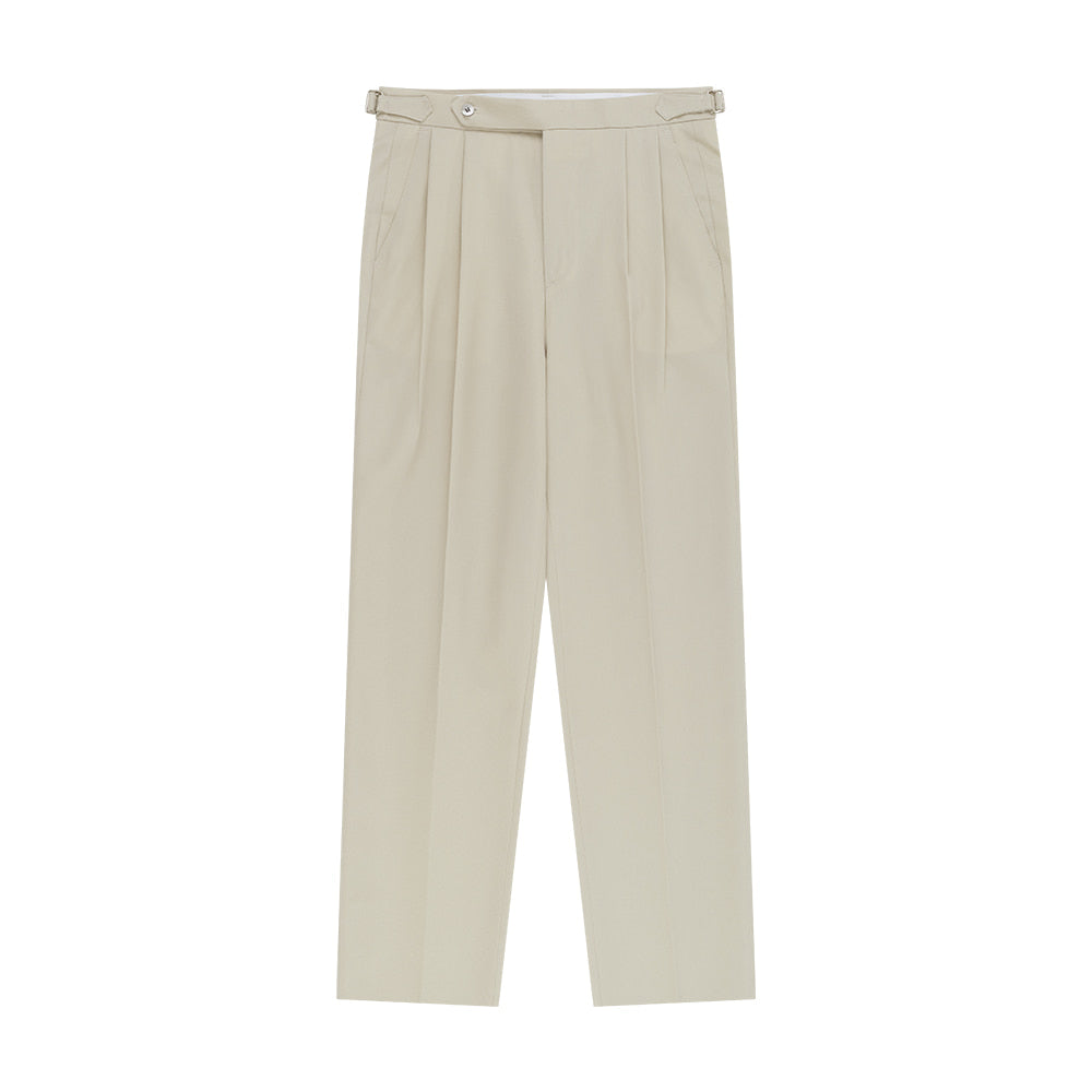 Essential Wool Gabardine Adjust Twill 2 Pleated Relaxed Trousers