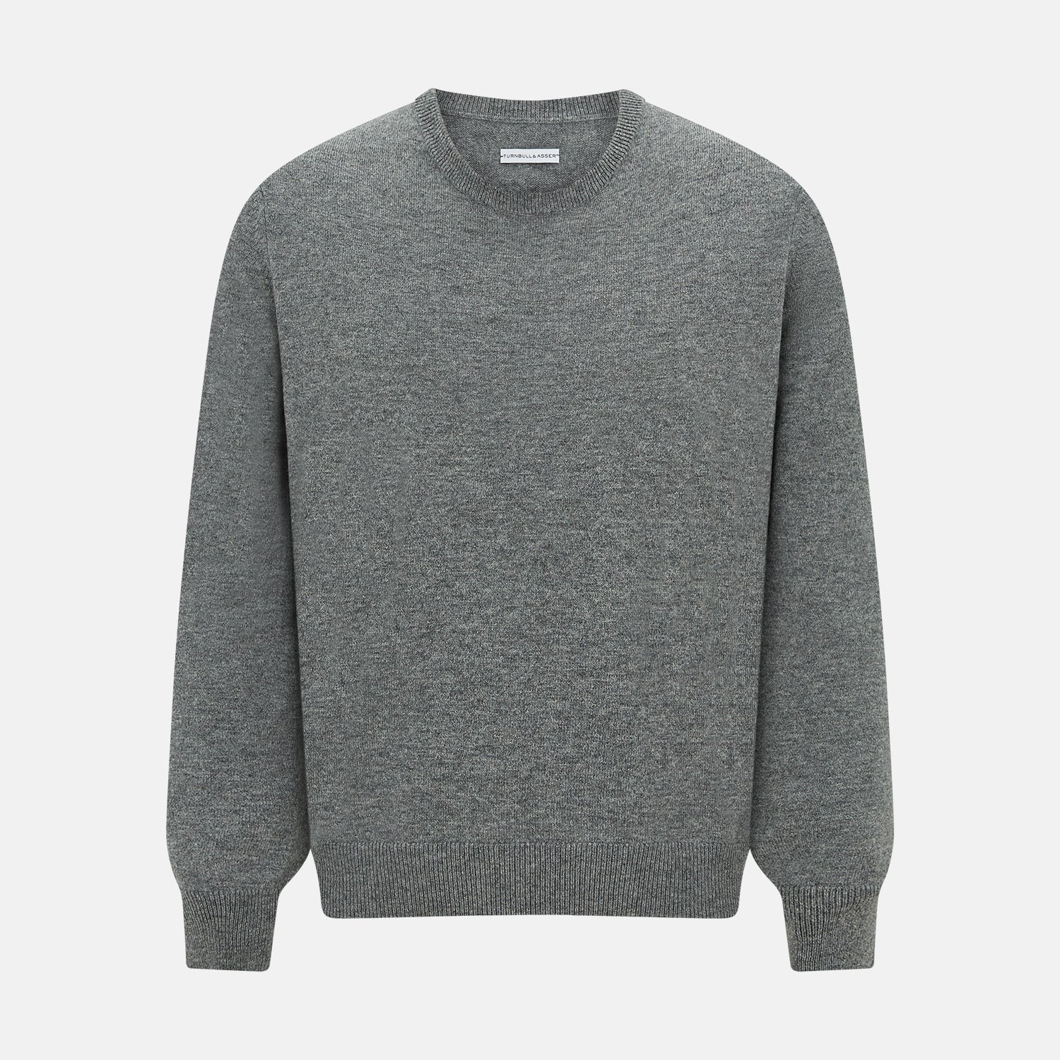 Grey Melange Cashmere Round Neck Jumper