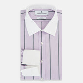 Lilac Track Stripe Shirt With Contrast T A Collar And Cuffs