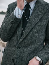 Wool Silk And Cashmere Herringbine Tweed Waverly Jacket