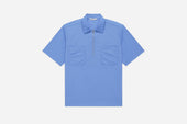 Short Sleeve Zip Shirt Powder Blue Nylon 3sixteen