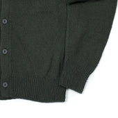 Classic Cardigan In Green Cotton Boucle