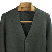Classic Cardigan In Green Cotton Boucle