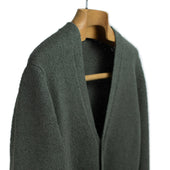 Classic Cardigan In Green Cotton Boucle