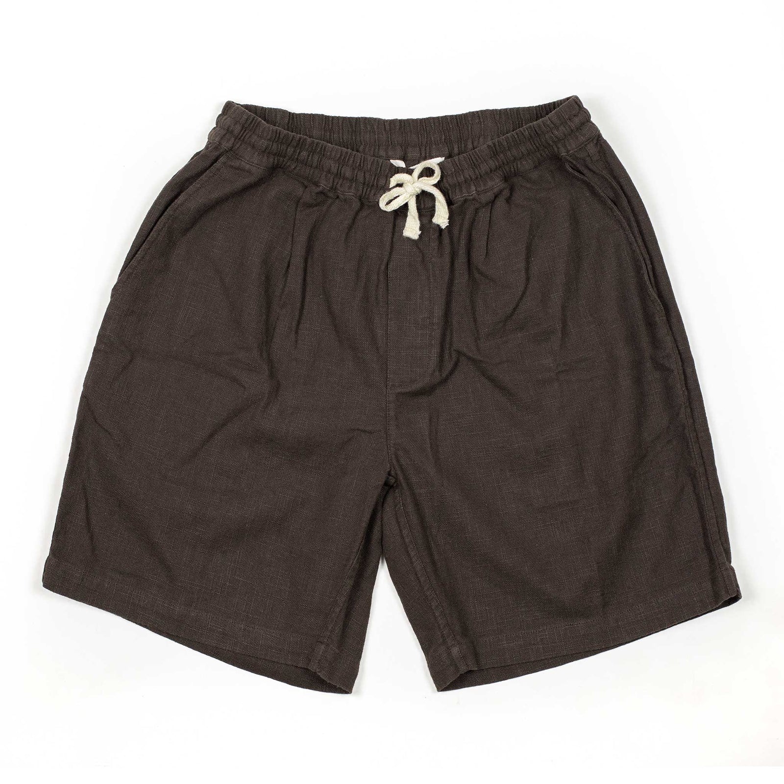 Drawstring Shorts In Brown Linen