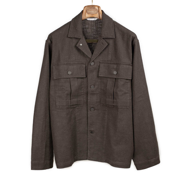 M43 overshirt in chocolate brown linen