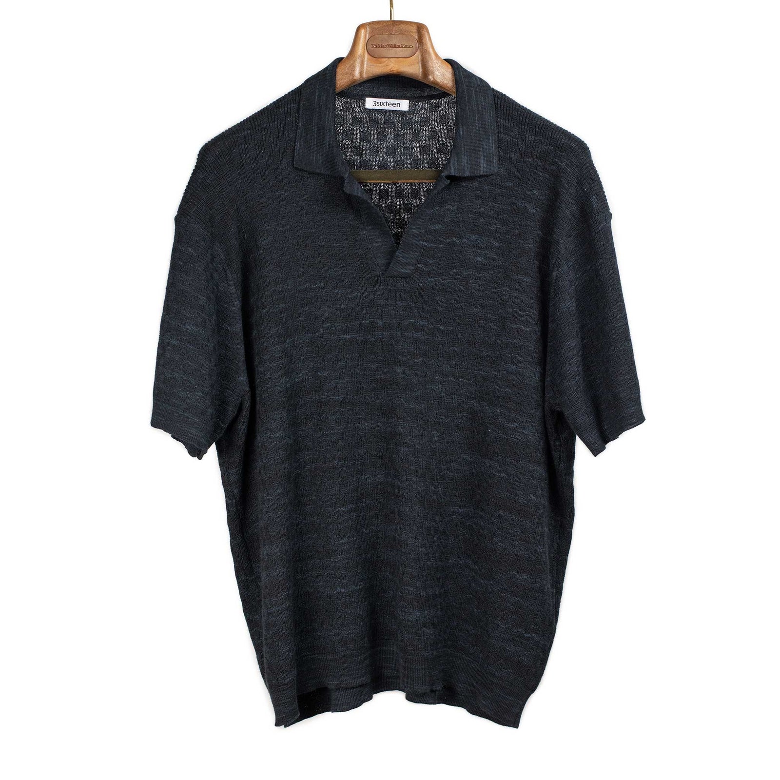 Short Sleeve Knit Skipper Polo In Vintage Boxweave Pima Cotton