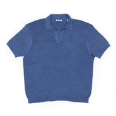 Short Sleeve Knit Skipper Polo In Vintage Boxweave Pima Cotton