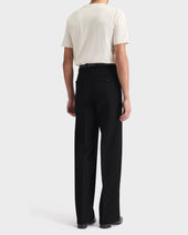 Pantalon Large En Fresco De Laine 3 Ply Noir