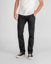 9oz Mercerised Selvedge Cotton Slim Tapered Chinos - Black
