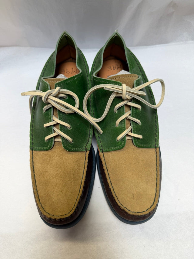 SAMPLE #6- All Handsewn Maine Guide Ox w/ Multicolor Boat Sole - Multi Leather - Size 9 US E-Width — YUKETEN