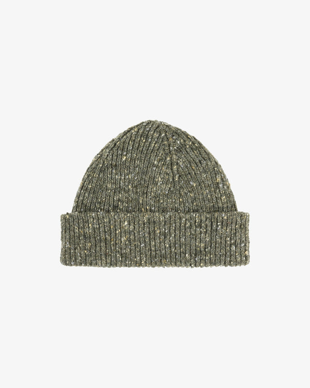 4003 Speckled Donegal wool hat - army green