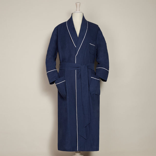 Linen Dressing Gown In Navy