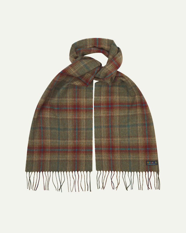 4013 Tartan Lambswool Scarf - clay