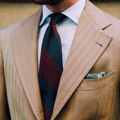 Block Stripe Grenadine Garza Fina Bespoke Tie Navy